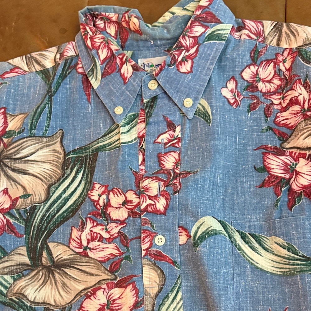 Reyn Spooner Blue and Red Floral Men's Shirt
